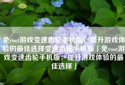 免root游戏变速齿轮手机版：提升游戏体验的最佳选择变速齿轮手机版「免root游戏变速齿轮手机版：提升游戏体验的最佳选择」
