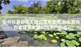 如何知道百度关键词搜索量呢(怎么查询百度搜索关键词的用户数量)
