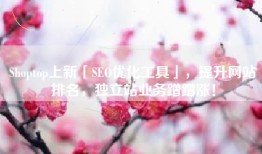 Shoptop上新「SEO优化工具」，提升网站排名，独立站业务蹭蹭涨！